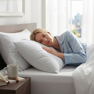 415 Thread Count Percale Pillowcase Set | Nautical Stripe Grey