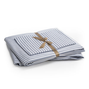 415 Thread Count Percale Bed Sheet Set | Nautical Stripe Blue