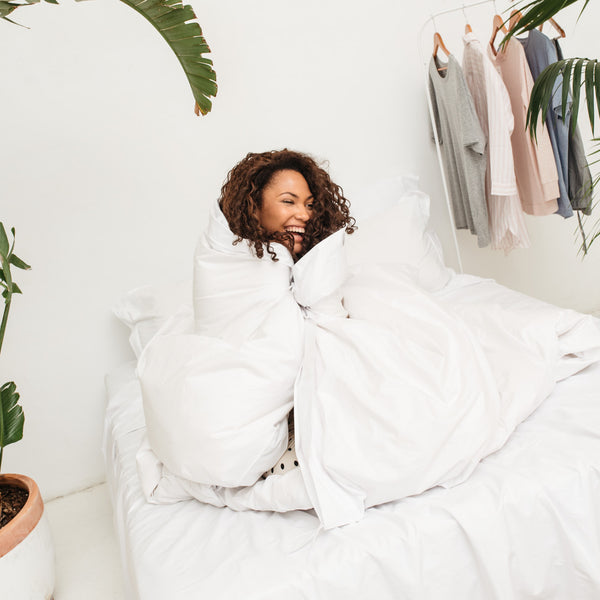 285 Thread Count Percale Duvet Cover Set with Buttons  | White