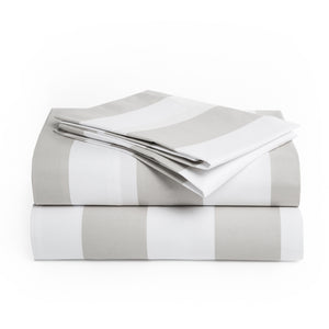 415 Thread Count Percale Bed Sheet Set | Wide Stripe Slate